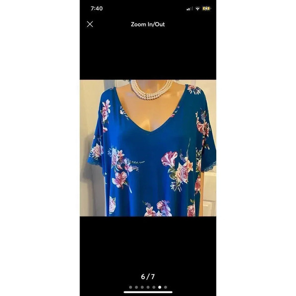 Floral Print Casual Stretchy Gown Mid Length Dress Women Plus Size 3X - Picture 6 of 7